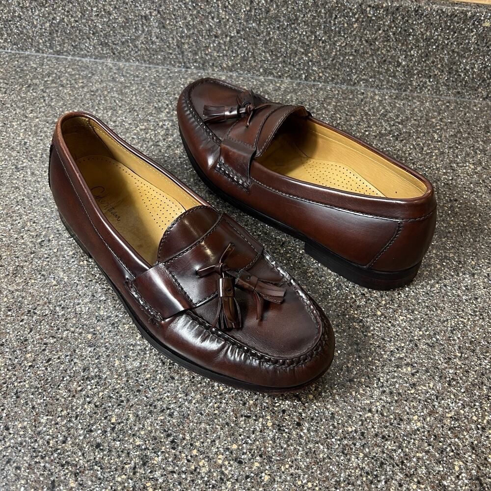 Cole Haan Kiltie Tassel Dress Shoes Loafer Brown Leather Mens Size 9.5 D Slip On
